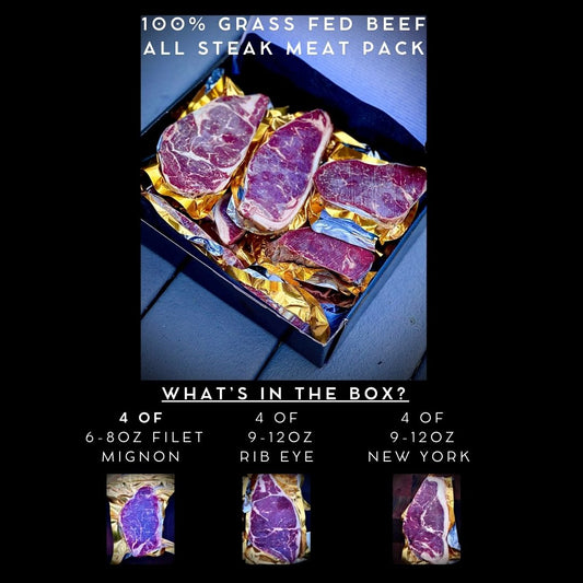 100% Grass Fed Beef All Steak Meat Pack